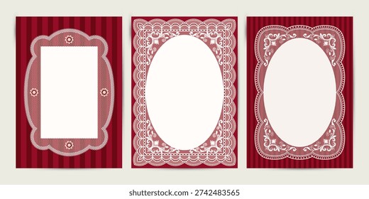 Elegant Lace Frames. Card or invitation Vector template.