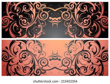 Elegant lace ornament with copy space in two color variations.