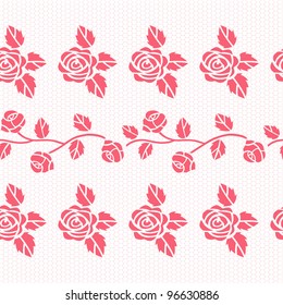Elegant lace pink vector pattern with roses