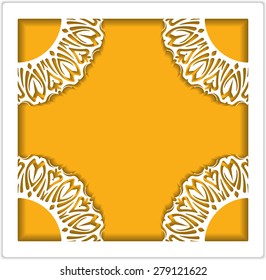 Elegant lace square frame for a photo card, wedding invitation or announcement template. Vector illustration for your design.