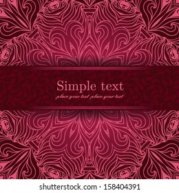 Elegant lace vector background with a red label with space for text. Perfect for invitations, announcement or greetings.