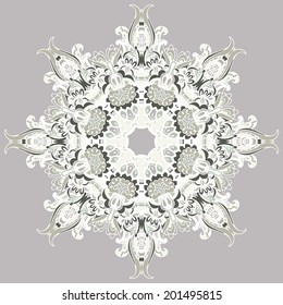 Elegant Lace Vector for background, round ornamental geometric doily pattern