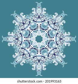 Elegant Lace Vector Winter Snowflake Background mandala ornamental