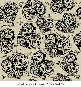 Elegant laced seamless pattern with hearts