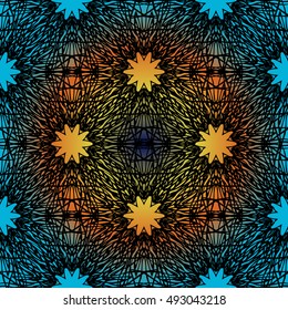 Elegant lace-like seamless pattern. Nice hand-drawn illustration