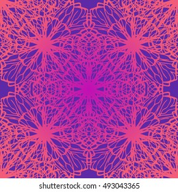 Elegant lace-like seamless pattern. Nice hand-drawn illustration