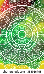 Elegant lacy card. Crochet mandala. Vector template. Vintage watercolor decorative elements. Hand drawn background. Islam, Arabic, Indian, ottoman motifs