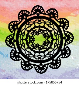 Elegant lacy doily. Crochet mandala. Vector template. Invitation card.