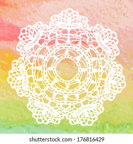 Elegant lacy doily. Crochet mandala. Vector template. Invitation card. 