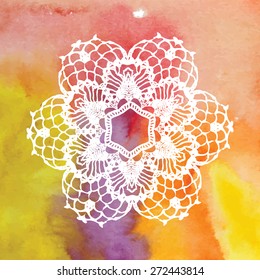 Elegant lacy doily. Crochet mandala. Vector template. Invitation card. May be used for digital scrapbooking.