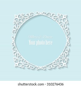 Elegant lacy frame paper cut.
