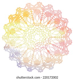 Elegant lacy watercolor doily. Crochet mandala. Vector illustration.