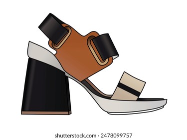 Elegant Ladies Footwear, Trendy Female Sandal, Women's Slide Accessory, Daily Footwear, Footwear Fashion Design Isolated In White Background, Realistic Fashion Vector
