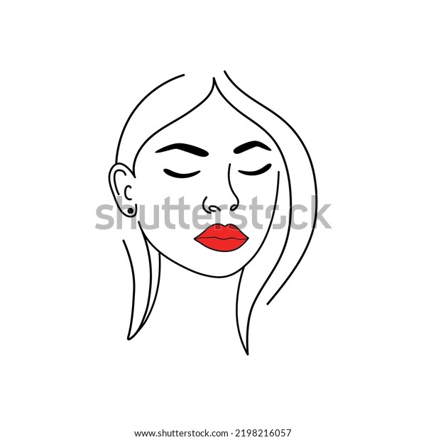 Elegant Lady Face Logo Design Red Stock Vector (Royalty Free ...
