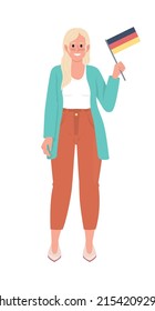 Elegant lady with national flag of Germany semi flat color vector character. Standing figure. Full body person on white. Simple cartoon style illustration for web graphic design and animation