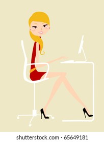 Elegant lady working