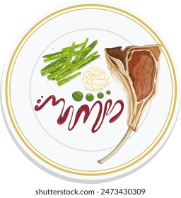 Elegant lamb chop with asparagus and sauce