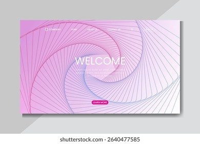 Elegant Landing Page Design with Soft Pink and Blue Spiral Gradient Background