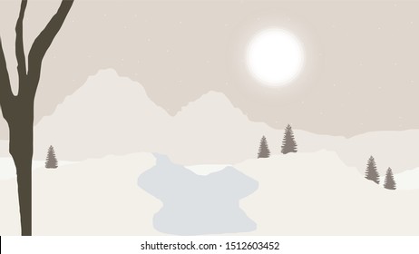 Elegant landscape background with mountain