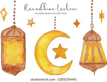 Elegant Lantern Ramadan Watercolor Collection