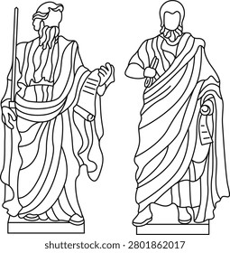 Elegant large garden statues of Saints Peter and Paul featuring classical religious sculpture design with intricate architectural details and timeless craftsmanship. Historic Christian monuments symbolizing faith, spirituality, devotion, and cultural heritage. Ideal for themes of religion, Christianity, sacred art, church architecture, pilgrimage, history, and European cultural landmarks. Perfect for editorial, educational, travel, heritage, and religious design projects requiring high-quality monument imagery.