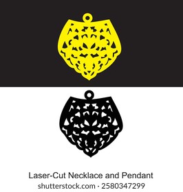 Elegant laser-cut necklace and pendant with intricate design details. A modern, stylish accessory that adds a unique, sophisticated touch to any jewelry collection or fashion ensemble.