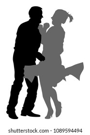 Elegant Latino Dancers Couple Vector Silhouette Isolated On White Background. Mature Tango Dancing People In Ballroom Night Event. Senior Dancer Party. Tango Dance. Closeness And Love Concept.