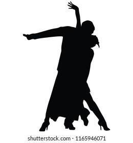 Elegant latino dancers couple vector silhouette illustration isolated on white background
