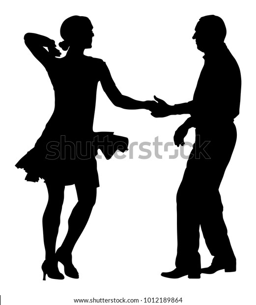 Elegant Latino Dancers Couple Vector Silhouette Stock Vector (Royalty ...