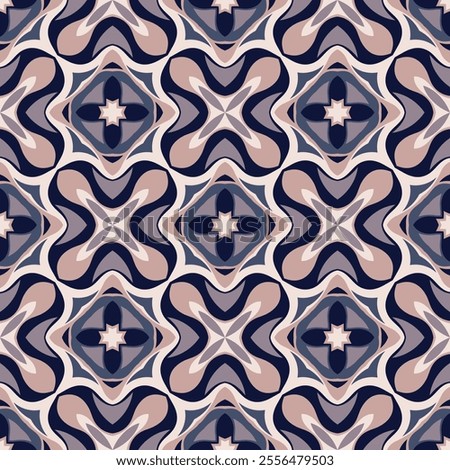 Elegant lattice art seamless pattern. Overlapping art forms, stripes, polygons, segments are grouped and arranged in a certain order. Vector. 