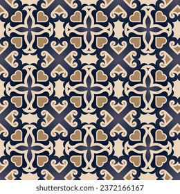 Elegant lattice seamless pattern. Art forms are grouped and arranged in a specific order. Vector image for print, textile, packaging, interior design and your other projects.