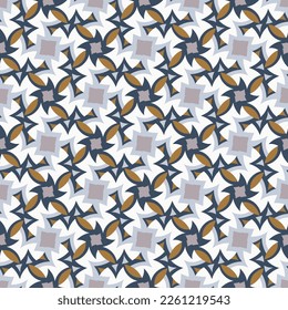 Elegant lattice seamless pattern. Overlapping art forms, stripes, polygons, segments are grouped and arranged in a certain order. Vector. 
