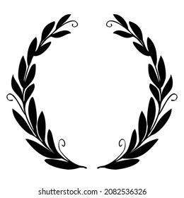 Elegant laurel wreath in black and white. Hand drawn festive frame. Decorative graphic design elements. Vector image.