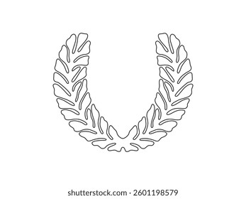 Elegant laurel wreath with leaf ornaments. Minimalist vector outline frame with botanical elements, perfect for certificates, awards and invitations