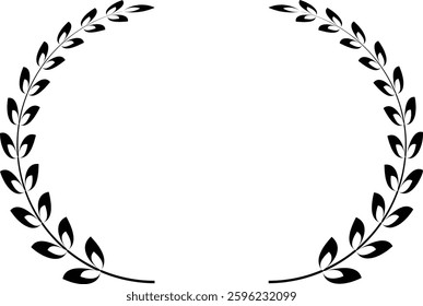 Elegant Laurel Wreath Outline Symbol for Excellence, Honor, and Celebration in Digital and Print Designs with Transparent Background