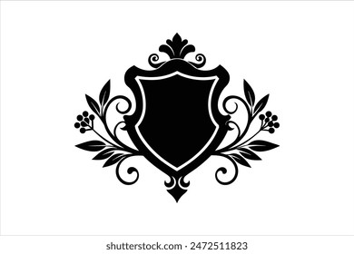 Elegant laurel wreath vintage Baroque frame border monogram vector art illustration, perfect for classic and sophisticated designs. Ideal for invitations, certificates, logos, and decorative elements