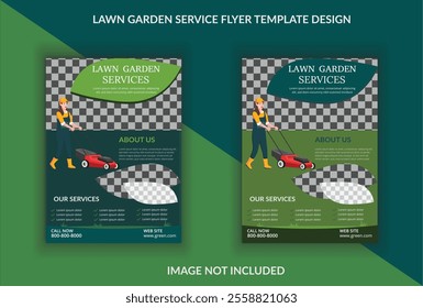 Elegant lawn care flyer with a premium design. Ideal for high-end landscaping services, luxury garden maintenance, and eco-friendly gardening solutions. Editable in PSD and AI formats
