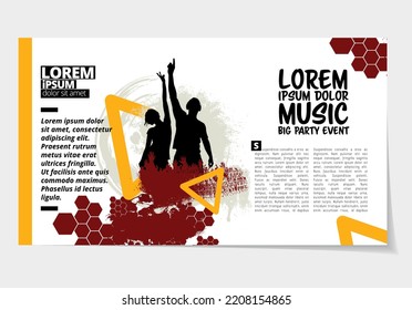 Elegant layout for big party event presentation with music background, vector illustartion