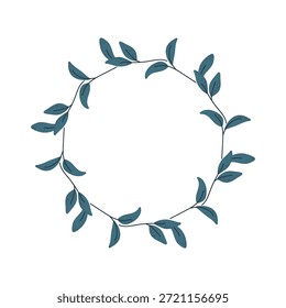 Elegant leaf branch wreath frame for invitations, greeting cards, and natural designs.