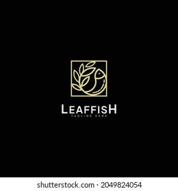 vector elegante de logotipo de pez hoja