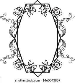 Elegant leaf floral frame ornamen isolated on white background. Vector