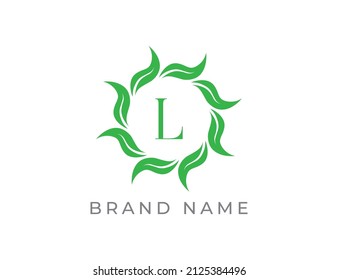 Elegant Leaf Flower Emblem Logo with Letter L. Vector logo template