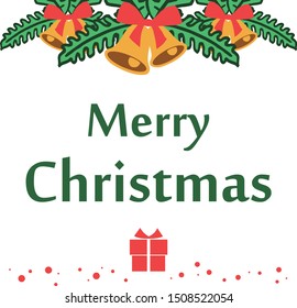 Elegant leaf flower frame for design greeting card merry christmas on white background. Vector