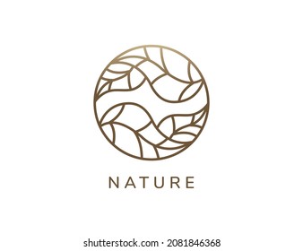Elegant Leaf Flower Logo Design. Vector logo template
