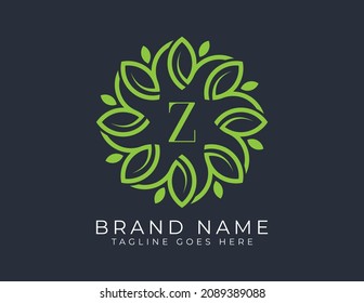 Elegant Leaf Flower symbol icon Logo vector design with Letter Z. Vector logo Illustration template