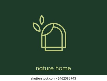 elegant leaf home logo design vector