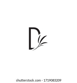 Letra D de hoja elegante, plantilla de diseño de logotipo de estilo vintage