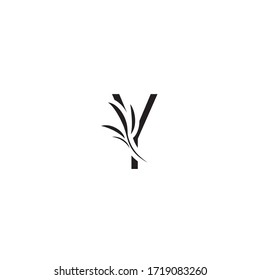 Elegant leaf letter Y, Vintage style logo design template