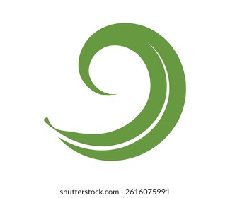 Elegant leaf logo design. A minimal, swirling green leaf icon representing growth, nature, and sustainability. Ideal for ecofriendly businesses and branding.