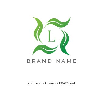 Elegant Leaf Logo icon symbol with Letter L. Vector logo template